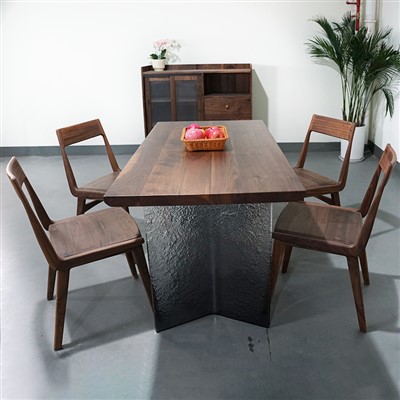 Solide nordamerikanische Walnuss -Rustikale Live Edge Restaurant Esstisch